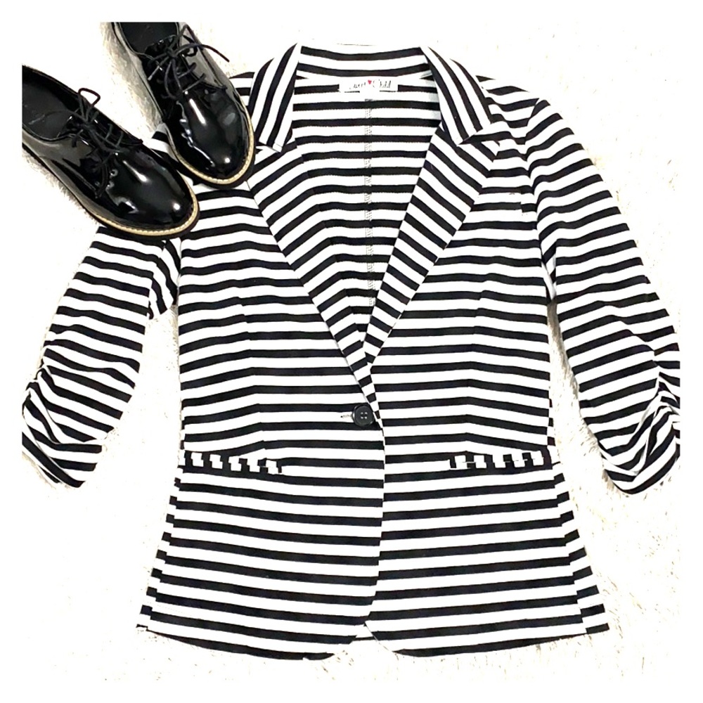 Sweet Child Black & White Striped Blazer Jacket